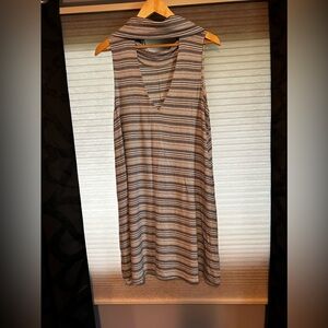 Socialite Blue & White Mock Neck Knee-Length Sundress